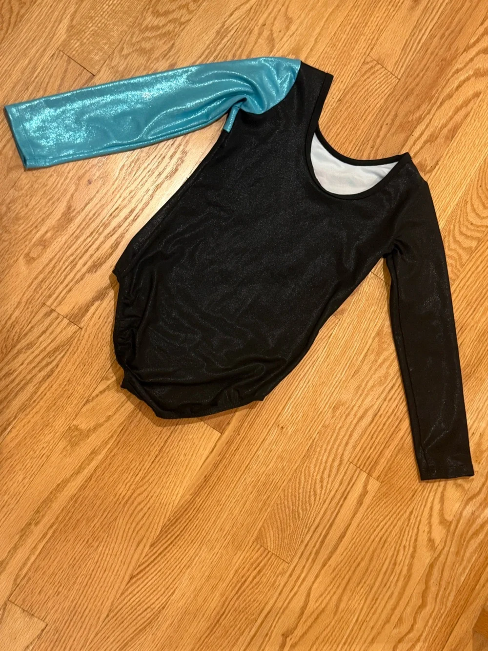Girls Black & Turquoise Long Sleeve Gymnastics Leotard Set Sz 9-10y
